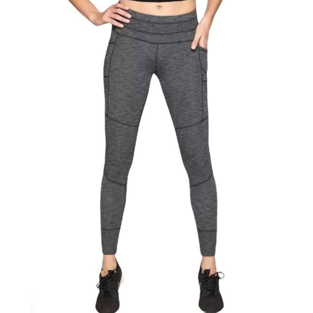 Athleta Space Dye Gray Pull-On Drawstring Waist E… - image 1